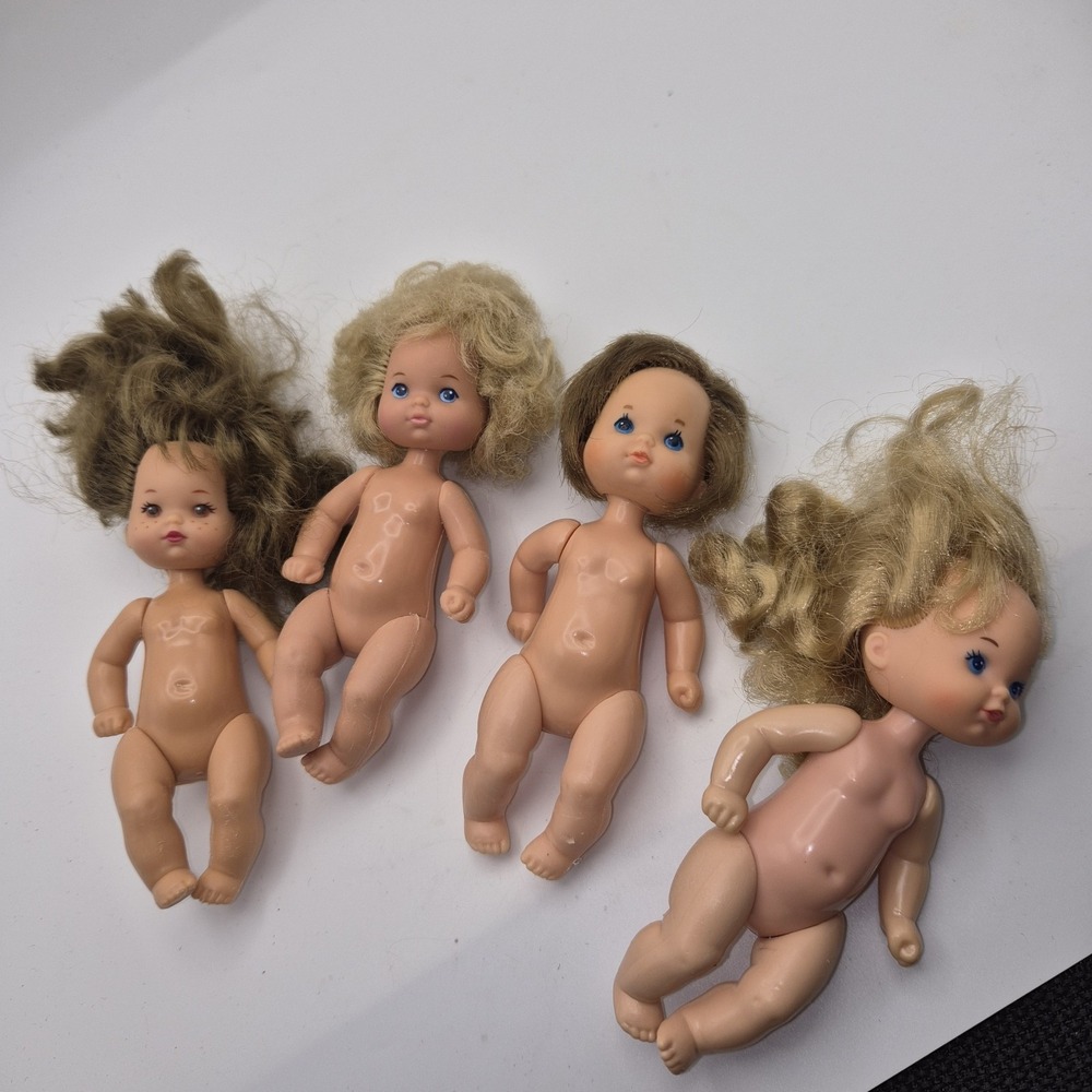 Vintage Mattel Small Doll Lot of 4 1976 Blonde Brunette Redhead Nude